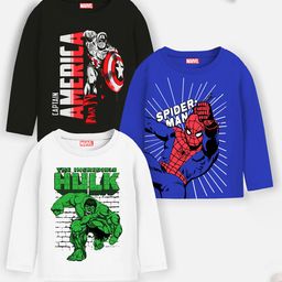 YK Marvel Boys Blue , Black & White 3 Avengers Printed T-shirt-image-49