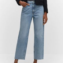 MANGO Women Frayed Hem Cotton Straight Fit Light Fade Non-Stretchable Jeans-image-54