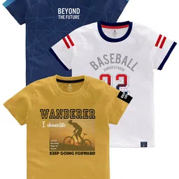 CODEZ Boys Multicoloured Typography Printed Applique T-shirt-image-33