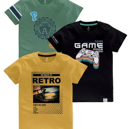 CODEZ Boys Multicoloured Typography Printed Applique T-shirt-31