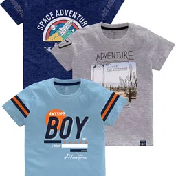 CODEZ Boys Multicoloured Typography Printed Applique T-shirt-19