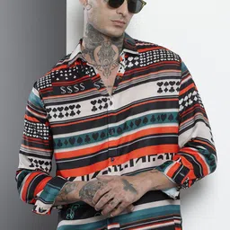 The Indian Garage Co Geometric Printed Drop-Shoulder Sleeves Relaxed Fit Casual Shirt-picture-27