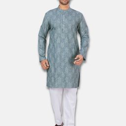 Studio Shringaar Ikat Printed Mandarin Collar Relaxed Fit Straight Kurta-picture-15