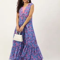 Ethnovog Women Printed Top with Palazzos and With Jacket-picture-51