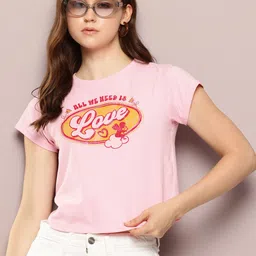 DILLINGER Typography Printed Crop Pure Cotton T-shirt-image-5