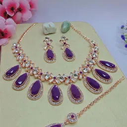 Anouk Rose Gold-Plated Artificial Stone Studded JewellerySet-image-23
