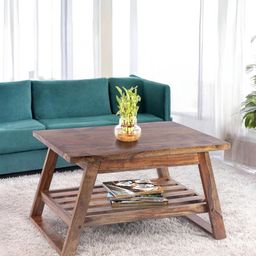 Ikiriya Coffee Brown Rectangle Shaped Sheesham Wooden Accent Coffee Table-41