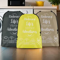 Aura Yellow & Brown 3 Pieces Printed Storage Bag Water Resistant Organisers-5