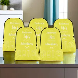 Aura Yellow & White 5 Pieces Printed Storage Bag Water Resistant Organisers-picture-10