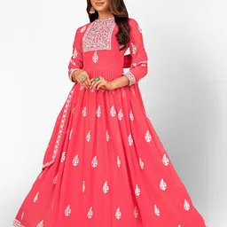 Divine International Trading Co Pink & White Embroidered Unstitched Dress Material-image-74