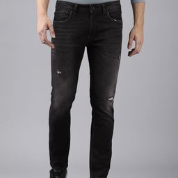 Voi Jeans Men Black Skin Tight Skinny Fit Low Distress Light Fade Stretchable Jeans-image-68