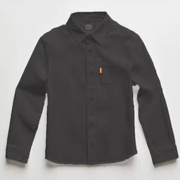 Urbano Juniors Boys Dark Grey Cotton Long Sleeve Regular Fit Casual Solid Shirt-53