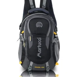 Martucci Unisex Black & Grey Brand Logo Backpack with Reflective Strip-3