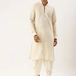 cbazaar Men Floral Embroidered Regular Kurta with Dhoti Pants-picture-43