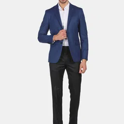 Arrow Men Navy Blue & Black Patterned Single Breasted Two Piece Suit-image-17