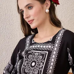 Indo Era Floral Printed Round Neck Pure Cotton Straight Kurta With Trousers-image-33