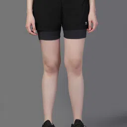 HRX by Hrithik Roshan Women Solid Double Layer Running Sports Shorts-image-95