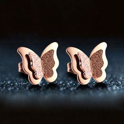 Yellow Chimes Rose Gold Classic Stainless Steel Stainless Steel Butterfly-Shaped Studs-14
