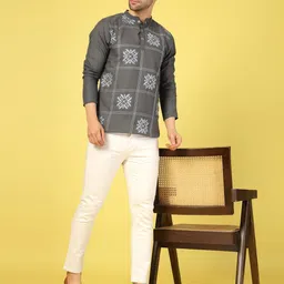 Rigo Men Regular Fit Mandarin Collar Ethnic Motif Casual Shirt-image-16
