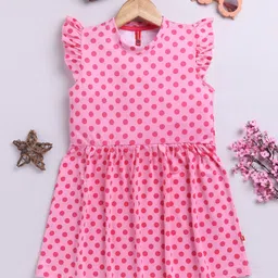 Here&Now X Game Begins Girls Polka Dot Print Cotton Fit & Flare Dress-image-10