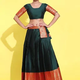 Fabcartz Woven Design Semi-Stitched Lehenga & Unstitched Lehenga Choli With Dupatta-picture-6
