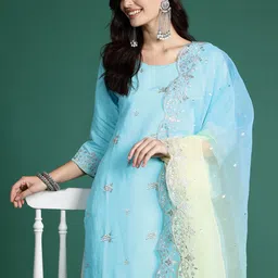 Indo Era Ethnic Motifs Embroidered Kurta with Trousers & With Dupatta-picture-51