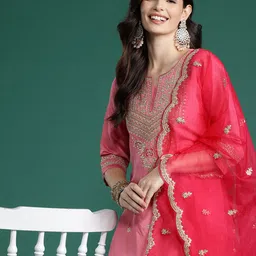 Indo Era Ethnic Motifs Embroidered Sequinned Kurta With Trousers & Dupatta-52