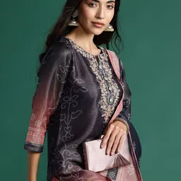 Indo Era Bandhani Printed Thread Work Kurta with Trousers & With Dupatta-picture-45