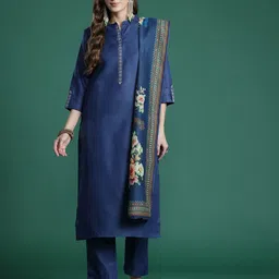Indo Era Ethnic Motifs Yoke Design Zari Kurta with Trousers & With Dupatta-picture-10
