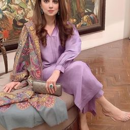 GoSriKi Mandarin Collar Puffed Sleeves Straight Pakistani Kurta With Trousers & Dupatta-image-90