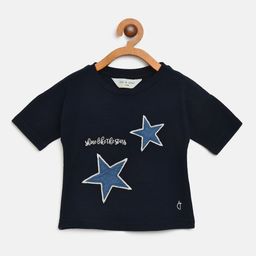 Gini and Jony Girls Navy Blue Applique Round Neck T-shirt-image-81