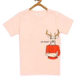 LAdore Unisex Kids Peach-Coloured Printed Round Neck T-shirt-17