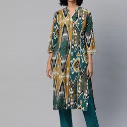 Readiprint Fashions Women Printed Angrakha Sequinned Pure Cotton Kurta with Palazzos-picture-27