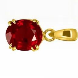 RAVIOUR LIFESTYLE Red Stone Studded Gold-Plated Oval Pendants-image-35