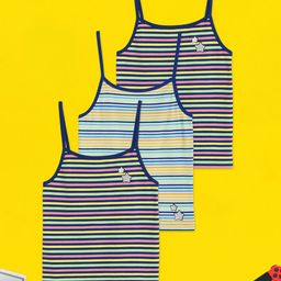 XY Life Girls Pack of 3 Arcade Colorful Tencel Modal Spaghetti Camisoles-26