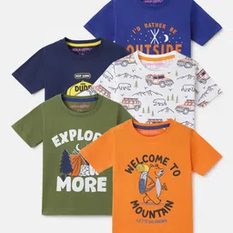 Googo Gaaga Boys Pack of 5 Printed Round Neck Casual T-shirt-picture-44
