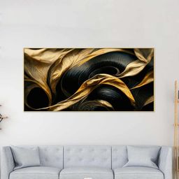 DEKORSTATION Gold-Toned & Black 1 Piece Canvas Floral and Botanical Wall Paintings-image-89