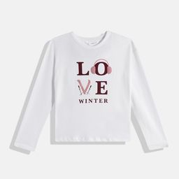 Mango Kids Girls Typography Printed Applique Detail Sustainable T-shirt-47