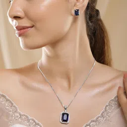 Rubans Rhodium-Plated  Cubic Zirconia  Studded Jewellery Set-51