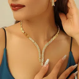 Shining Diva Fashion Gold Plated Stone Studded Jewellery Set-36