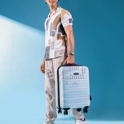 Assembly Light Blue Printed Hard-Sided Cabin Trolley Luggage - 40Liters-image-38