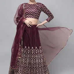 DIVASTRI Purple Semi-Stitched Lehenga & Unstitched Blouse With Dupatta-picture-45