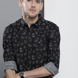 The Indian Garage Co Slim Fit Opaque Printed Cotton Casual Shirt-picture-3