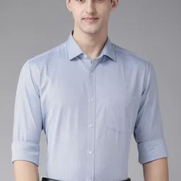 Park Avenue Men Blue Solid Pure Cotton Slim Fit Formal Shirt-image-53