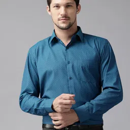 English Navy Men Slim Fit Wrinkle Free Formal Shirt-image-63