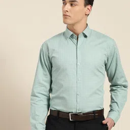 SOJANYA Men Green & Blue Classic Regular Fit Printed Formal Shirt-image-88