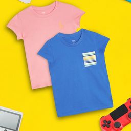 XY Life Girls Pack of 2 Playmate Super Combed Cotton T-shirt-image-26
