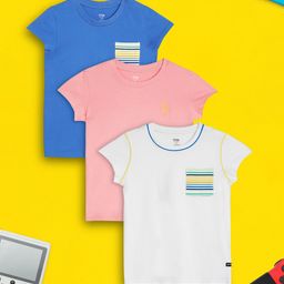 XY Life Girls Pack of 3 Playmate Super Combed Cotton T-shirt-image-13