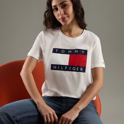 Tommy Hilfiger Brand Logo Printed Regular Fit Cotton T-shirt-image-88