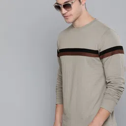 DILLINGER Men Grey  Black Striped Cotton Pure Cotton T-shirt-image-59
